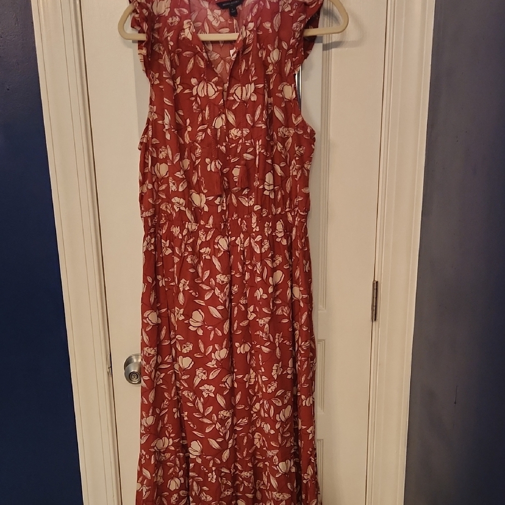 Floral Red Sleeveless Dress
